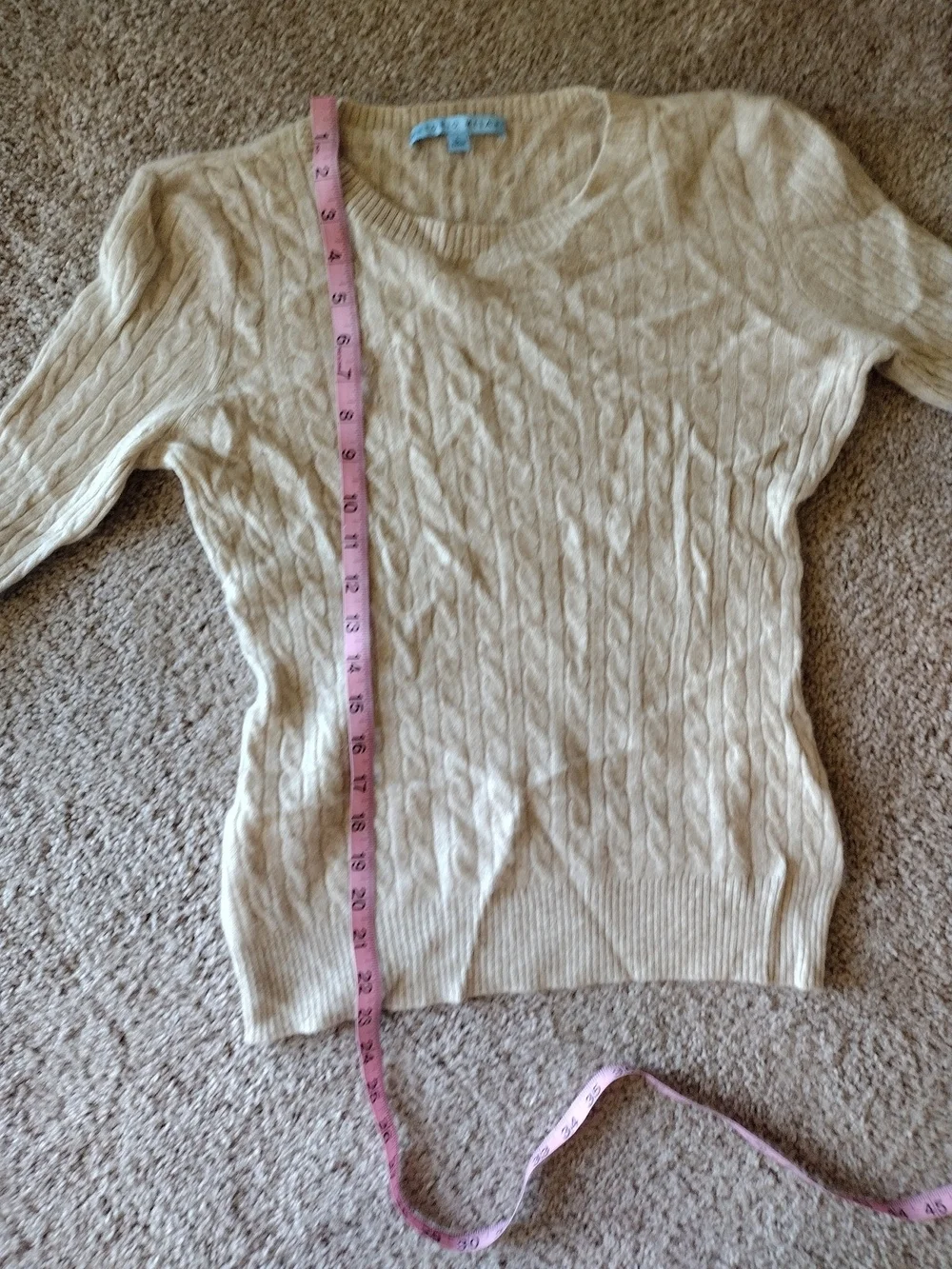 Antonio Melani Cashmere Beige Cable Knit Women's Sweater L - Picture 7 of 16